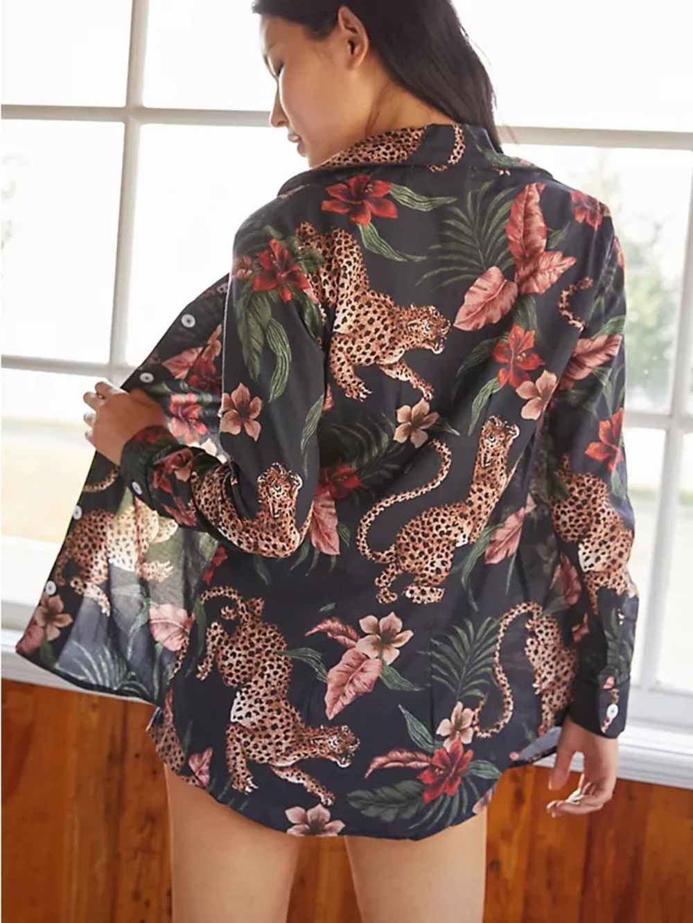 Desmond & Dempsey Oversized Organic Cotton Soleia PJ Style Top Size Small